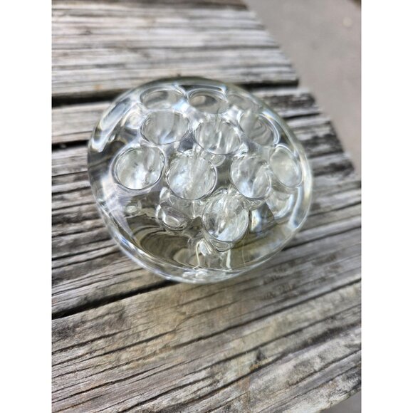 2 Small Vintage Glass Flower Frogs 11 Holes 3 inch Floral - Picture 3 of 16